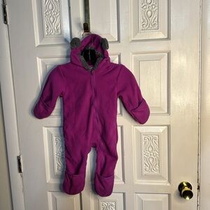Cuddle Club Cozy Purple Kids Full Zipper One Piece Fleece Size 12-18 Months